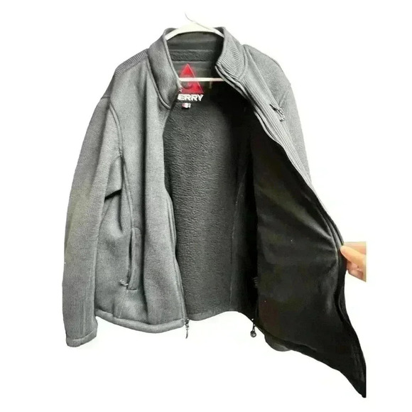 Gerry Men's Heavy Knit Full Zip Fleece Lined Jacket Charcoal Size - Picture 2 of 13